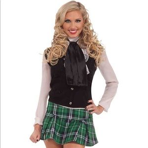 OS Green Plaid Mini Sexy Costume School Girl Kilt